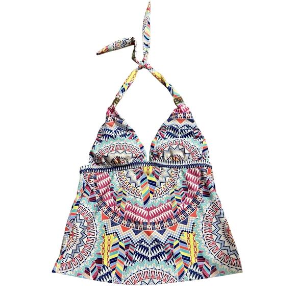 Bar III Swimsuit Bikini Tankini Top Talula Indigo Halter Beach women’s L EUC - Picture 4 of 8